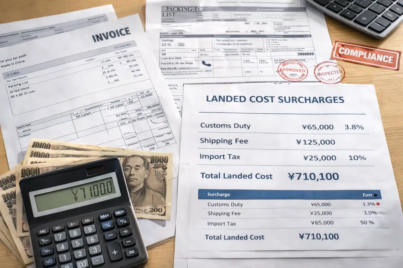 ゴルフボール輸入の着地コスト算出手順 インボイスとパッキングリストを基に、ゴルフボール輸入の関税・輸送費・輸入税を含む着地コストを算出し予算管理する担当者